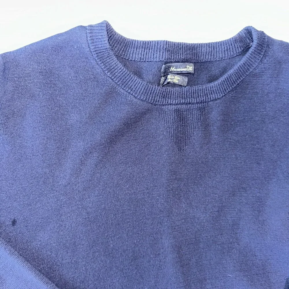 MASSIMO DUTTI Mens Crew Neck Jumper Sweater Size M Blue Cotton